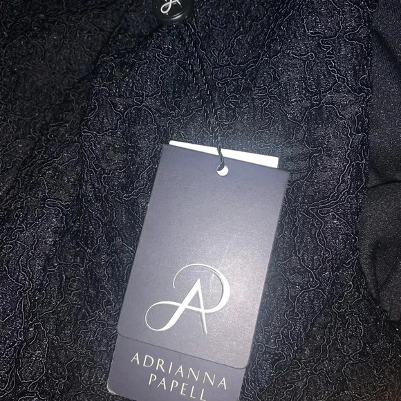 NWT ADRIANNA PAPELL LACE OVERLAY CUTOUT BACK SHEATH BLACK DRESS Size 6 - Picture 8 of 12